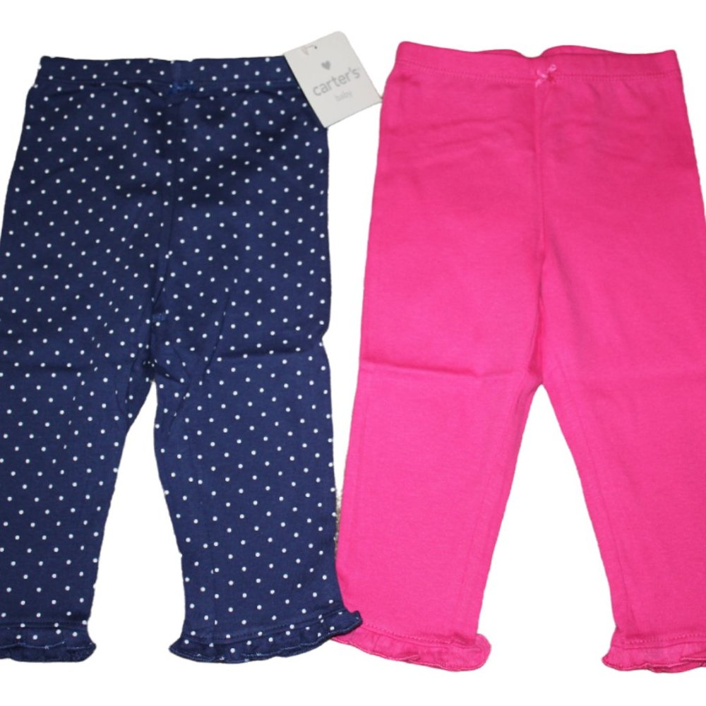 Carters Navy Pink Polka Dot Pants 2-Pack Baby Girls NB 3M 6M 9M 12M 18M 24M NWT